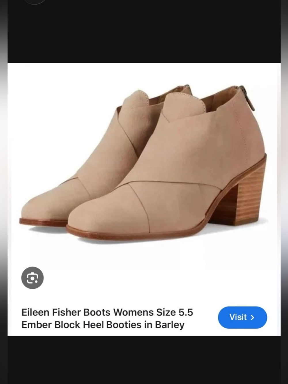 EILEEN FISHER Sz 5.5 Ember Neutral Tan Leather Block Heel Ankle Boots Orig $250